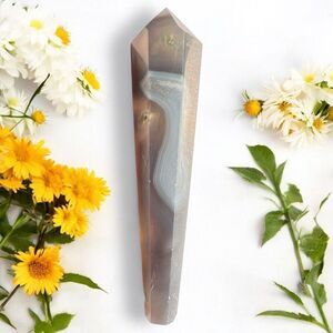 Moss Agate Crystal Meditation Wand (#6)